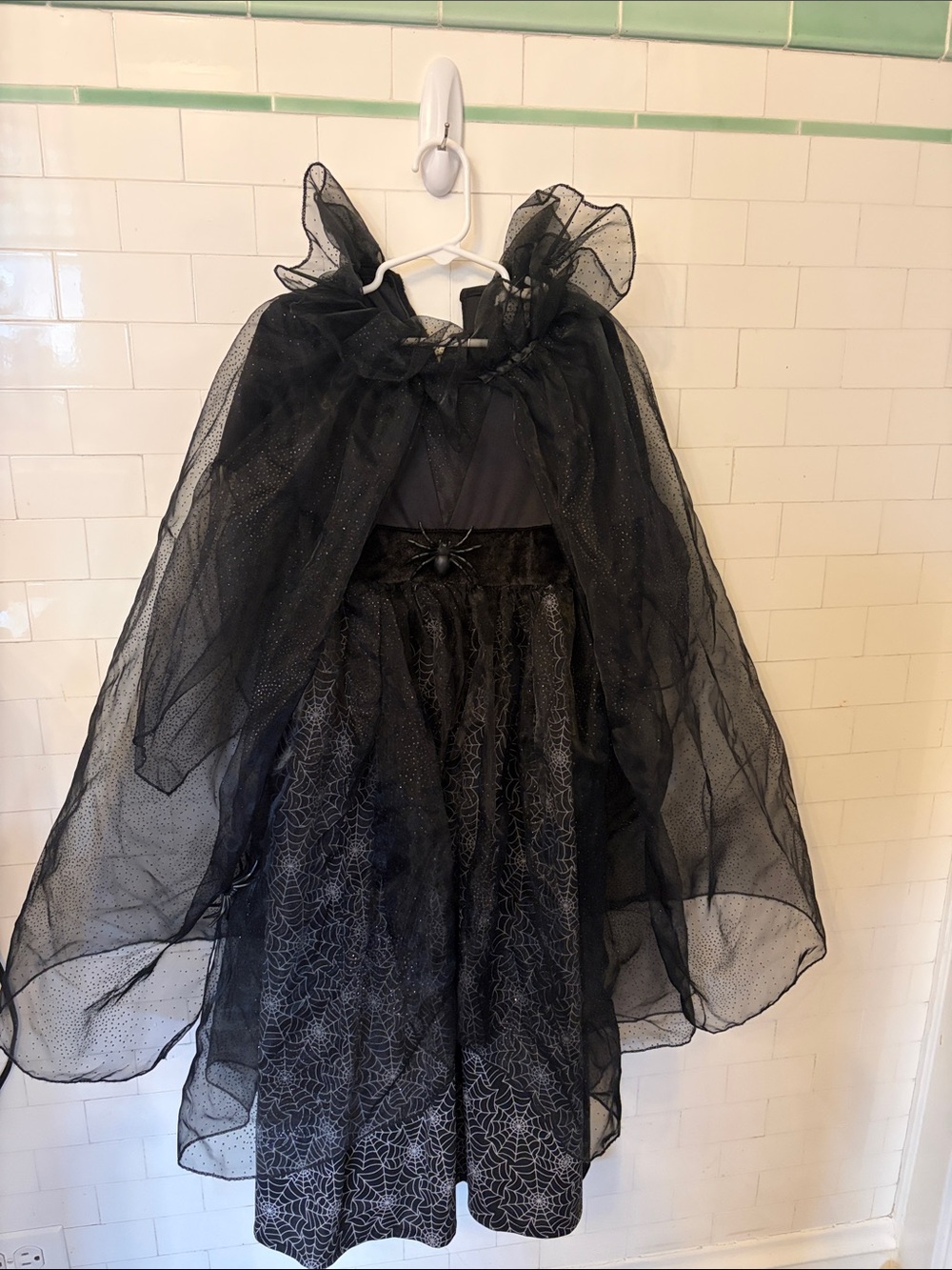 Pottery Barn Kids Black Spiderweb Cape Dress Costume